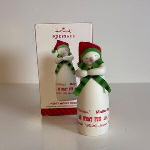 Hallmark Keepsake Merry Wishes Snowman Ornament 2014 Figurine 4in